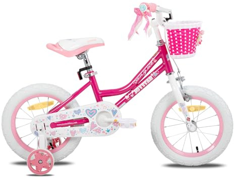 JOYSTAR Fairy - Bicicleta Infantil de 14 Pulgadas para niñas de 3 a 5 años, 14 Pulgadas con estabilizador y Cesta, Color Rosa
