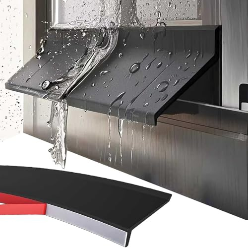 Bande d'étanchéité coupe-pluie extérieur en caoutchouc pour porte - Déflecteur de pluie autocollant pour fenêtre - Bande étanche résistante aux intempéries - Pour rebord de fenêtre coulissante et