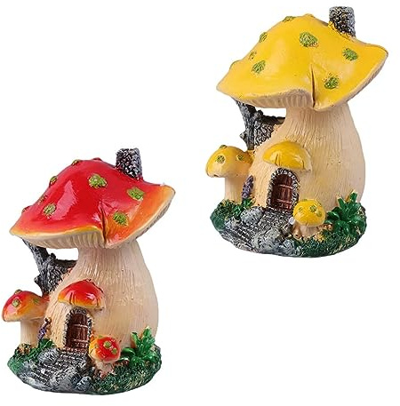 SUPVOX 2 pièces Miniature Résine Champignon Ornement Décoration Maison Champignon pour Jardin Pot de Fleurs et Terrarium Résistant Décoloration pour Micro et Mini Jardin Fantastique