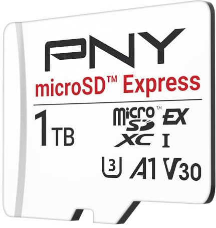 PNY microSD Express microSDXC UHS-I U3 V30 A1 1TB memory card, up to 890/850 MB/s read/write, ideal for microSD Express enabled devices such as Nintendo Switch 2