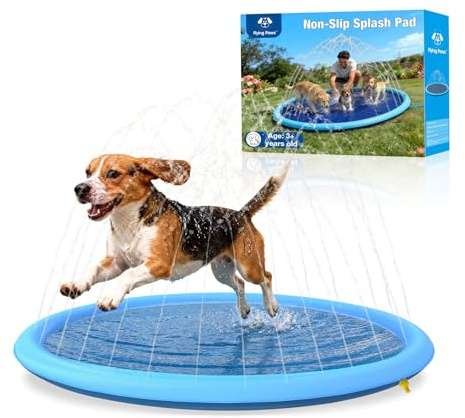 Flying Paws Dog Splash Pad 100 CM, 0.55mm Thickened Pet Sprinkler Mat
