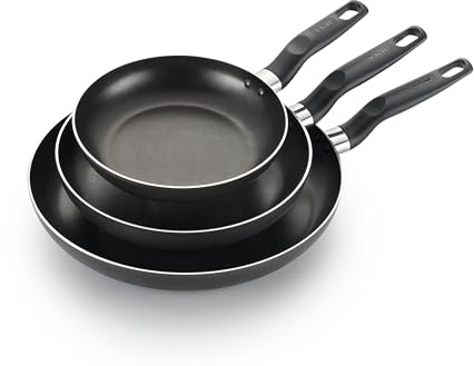 T-Fal Classic Nonstick Fry Pan Set 3 Piece: 8, 9.5, & 12 Inch, Oven Broiler Safe 350F, Kitchen Cookware Set, Pots and Pans Set Non Stick, Frying Pans, Skillets, Dishwasher Safe, Black
