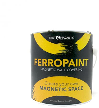 Ferropaint® Paint Magnétique Charbon de Bois Pour Murs, Chambre, Bureau, Cuisine, Salle de Jeux, Salle de Classe, Bricolage et Rénovation - 2,5 Litres