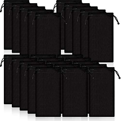 Frienda 25Pcs Microfiber Eyeglasses Pouch Case Sunglasses Bag, Black