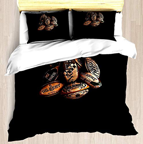 KASABULL Housse de Couette Ballon de Rugby Parure de Lit 2 Personnes avec Fermeture Éclair Imprimé en Microfibre avec 2 Taie d'oreiller 65x65 cm 220x240 cm