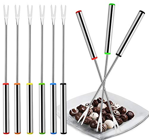 Facmogu Fondue-Gabeln aus Edelstahl, 24,1 cm, Farbkodierung, Käsefondue-Gabeln mit hitzebeständigem Griff für Käse, Fleisch, Schokolade, Dessert, Braten Marshmallows, 18 Stück