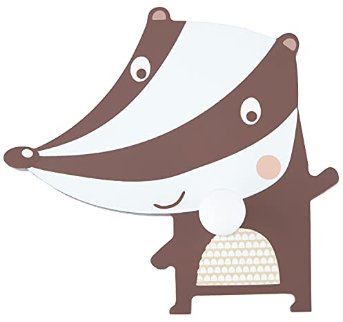 Bieco Garderobenhaken Kinder Dachs | Holz Kindergarderobe | Wandhaken | 1 Haken | 12 cm | Grau