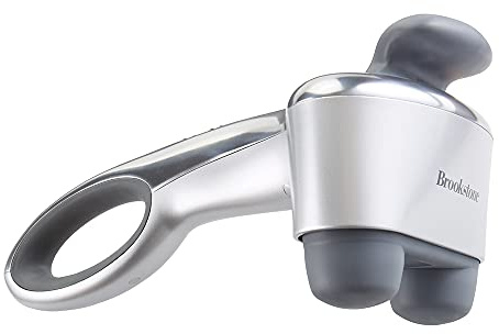 Brookstone B-HHP-650J Cordless Neck, Back Percussion Massager Deep Kneading Dual-Node Portable Light-Weight Rechargeable Brookstone Max 2, Silver ()