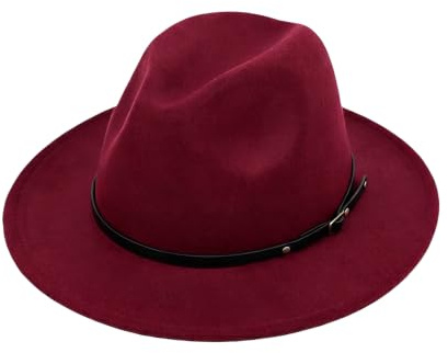 Cappello Fedora Classico da Donna con Fibbia in Feltro a Tesa Larga Stile Panama