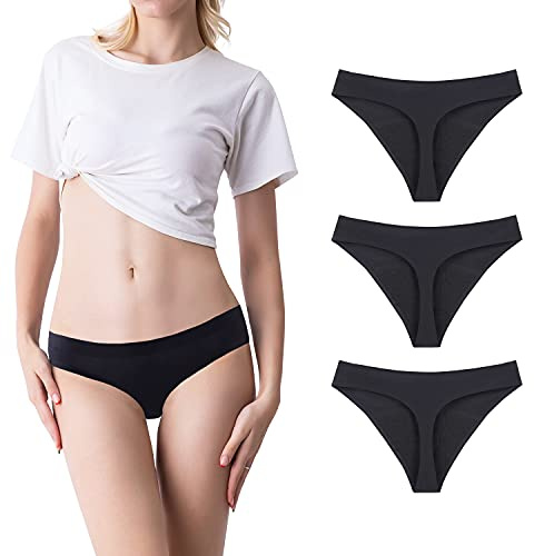 SHARICCA Culotte Menstruelle Absorbant Tanga Menstruelle sous VêTement Lavable RéUtilisable String Menstruelle Sportifs pour Filles RèGles (3 Pack Noir, M-1)