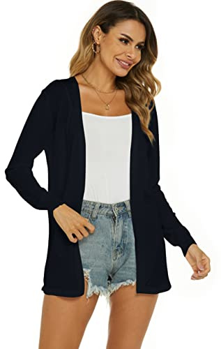Ietaoo Gilet Long Femme Été Cardigan Veste Tricot Léger Manches Longues Gilet Elégant Ouverte Cardigan