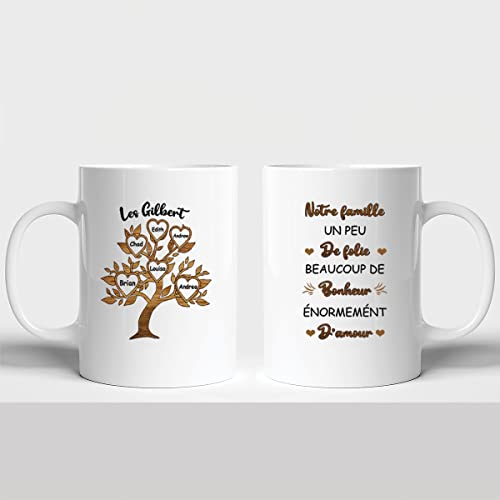 Lalasol Mug Famille Personnalisé – Tasse Idée Cadeau de Noël Pour Famille Couple Amoureux Arbre De Famille – Imprimé en France