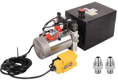 Doppy 8 Quart Hydraulic Power Unit,2 Gallon Double Acting Hydraulic Pump, 3200 PSI 12V DC Metal Reservoir Hydraulic Pump Unit for Dump Trailer Car Lifting Platforms