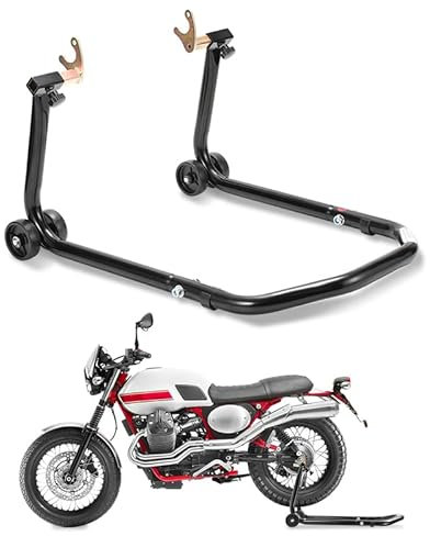 Izrielar Montageständer Hinten, Motorrad Ständer, Motorradheber Motorrad hinten zum Aufbocken, Montagelift aus Stahl, breitenverstellbar, Wartungs-/Montagearbeiten für Motorräder bis 300 kg, Schwarz