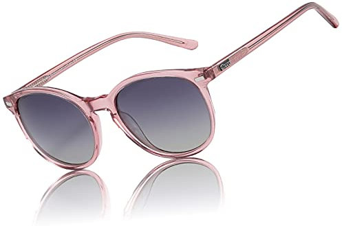 DUCO Retro Polarisierte Damen Sonnenbrille Vintage UV400 Schutz Sonnenbrillen Leichtgewicht Acetat Rahmen 1230 (Transparent Rose Rot Rahmen Grau Linse)