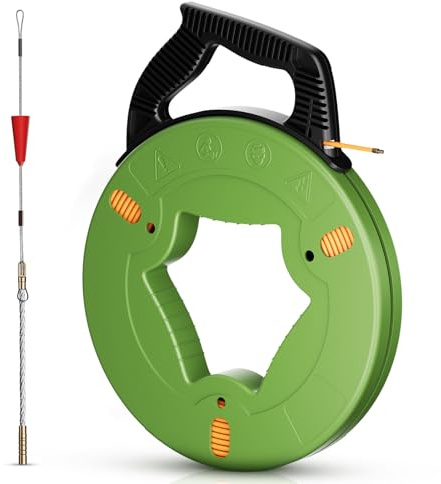 Ovshnrr 60m Aiguille Electricien, 4mm Tire Fils Electrique, Tire Fil Cable avec Ressorts de Guidage pour Installation Câbles électriques