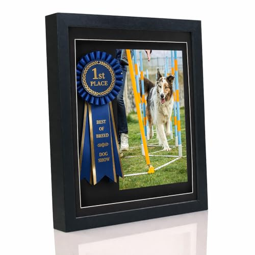 Boldon Framing 14x11 Shadow Box Frame, Black Solid Wood Deep 3D Frame With Black Mount, Clear Acrylic Front 2cm Deep Frame For Crafts 3D Deep Objects, Medals, Flowers, Memorabilia