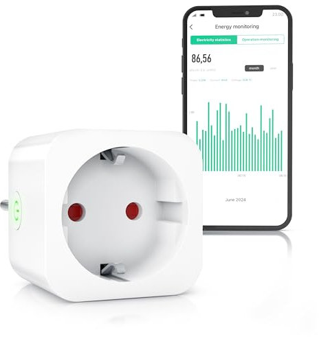 CSL - WLAN Steckdose mit Strommessung - Smart Life - WiFi Fernsteuerung per Smart life App – Sprachsteuerung Alexa Google Home - Tuya Smart - Energiekostenmessgerät Zeitschaltuhr Timer