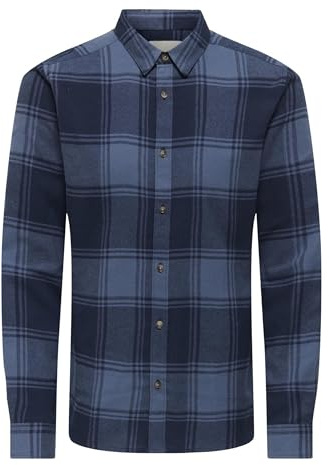 Only & Sons Mens Onsgudmund Ls Checked Shirt Noos, Blazer Navy, S UK
