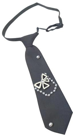 XANHOY Einzigartige Damen-Krawatte mit Perlen verziert, für Geschäftstreffen und Abendessen, Party, verstellbar, vorgebunden, grau, 28 cm