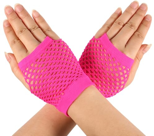 Mikovivi Näthandskar, Korta Nylonnäthandskar Fingerlösa Punkaccessoarer Coola Emokläder Gothaccessoarer för Kvinnor Halloweenfest (Svart)