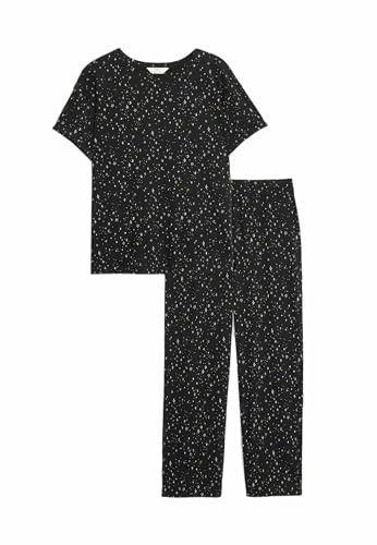 Marks & Spencer Pyjacourt en Coton avec imprimé Mélange De Noir S