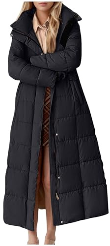NUSGEAR Chaqueta Plumas Mujer Larga Ropa Acolchada de Algodón en Lnvierno Cuello Grande Engrosado Talla Grande de la Rodilla Chaqueta Abrigos Largo Mujer Invierno Gruesa Parka con Capucha Abrigo