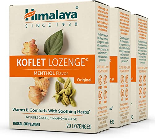 Himalaya Koflet Lozenges,Natural Herbal Cough Drop for Warming Relief and Soothing Throat Comfort (3-Pack, Menthol)