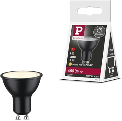 Paulmann 28751 LED-lampa Reflektor RAL9004 7 W Dimbar ljuskälla Matt svart Effektivt ljus Varmvitt 2700 K GU10