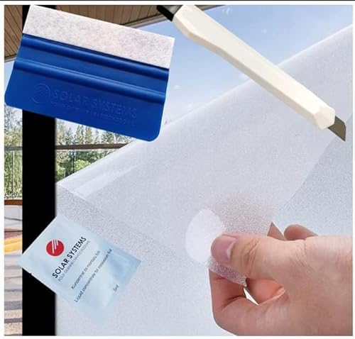 Solar Systems Selbstklebende Fensterfolie Sichtschutzfolie Milchglasfolie - Anti-UV Fensterschutzfolie mit Montagesatz für Büro, Badzimmer - Gewährleistet Diskretion - Weiße Matt (50x200cm)