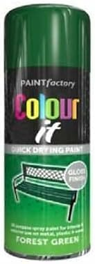 HOMION Colour it prime spray paint 400ml sunshine gloss or matt finish quick drying metal wood aerosol (1, FORREST GREEN GLOSS)