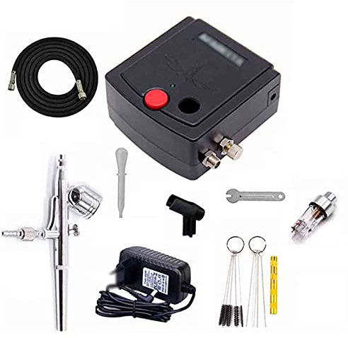 LTLWSH Mini compressore aerografo modellismo Professionale Kit aerografo per Pasticceria, Unghie, Pulizia Pistola aerografo Doppia Azione per modellismo, verniciatura, Make up, Alimentare,Bambini