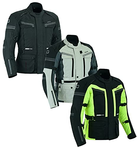 BOSmoto Herren Touren Motorradjacke Textil schwarz, Motorradjacke touren Herren, Protektoren, Roller Jacke, Wasserdicht Motorradbekleidung, (5XL, NEON)