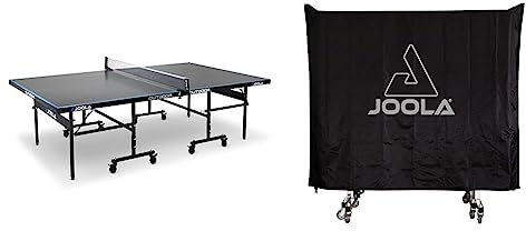 JOOLA 11642 Tischtennisplatte Outdoor J200A-Profi Tischtennistisch 6 MM Aluminium-Verbundoberfläche & wasserdichte Tischdecke, mit Zwei Funktionen, für drinnen und draußen, Schwarz