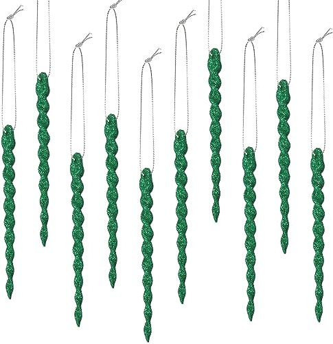 30 Pieces Plastic Icicle Twisted Plastic Icicle Christmas Ornaments Icicle Decoration Christmas Tree and Holiday Xmas Party Wedding Hanging (Dark Green,5.9 Inch)