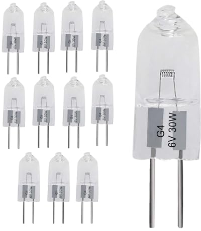 LedWekei Ampoules halogènes G4, ampoule 6 V 30 W, ampoule à capsule transparente à 2 broches, ampoules blanc chaud 2700 K à intensité variable (paquet de 12)