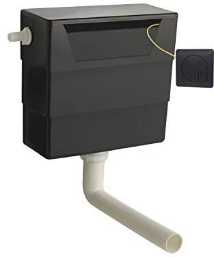 Balterley Universal Water Saving Dual Flush Side Inlet & Square Flush Plate - Matt Black/Black