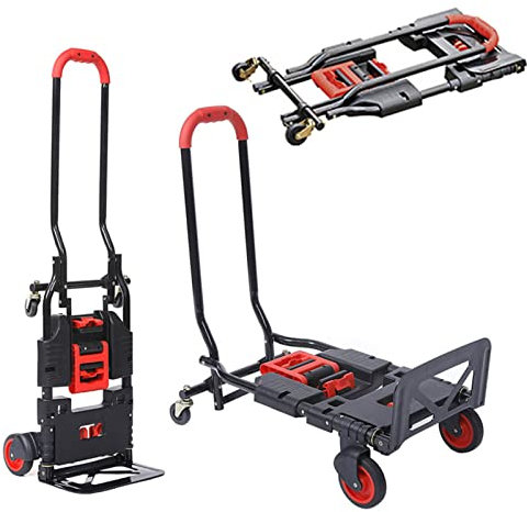 POCDOKYZ Carro de Jardín Plegable Multifuncional Dos en Uno, Carro Verde Resistente, Carro de Plataforma Liviano, Duradero, Adecuado para Acampar, Mudarse, Mover Flores, Mover Leña y Mover Equipaje