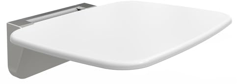 Shower Seat for Elderly - Wall Mounted Folding Shower Seat - Heavy Duty Thermoset Material Holds 160 kGs - Waterproof & Space Saving Shower Seat (Premium Seat)