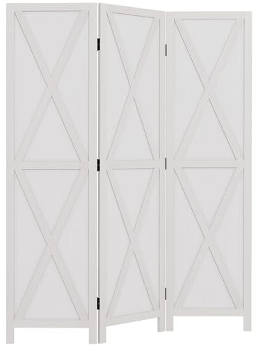 HOMCOM Biombo de 3 Paneles 136,5x170 cm Separador de Ambientes Plegable Biombo Separador de Ambientes para Salón Dormitorio Oficina Blanco