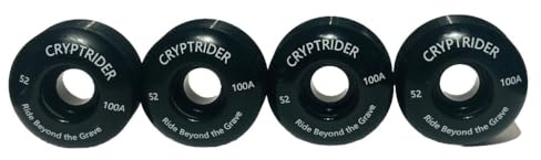 CRYPTRIDER Lot de 4 roues de skateboard noires 52 x 30 mm 100 A en polyuréthane pour skatepark, tricks et freestyle