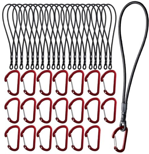 XHTXHT 20 Spanngummi mit Karabiner Hochwertige 20cm,Expanderhaken mit Edelstahl Karabiner fur Camping Outdoor Multifunktionaler Planenspanner Gummispanner Karabinerhaken Zeltzubehor ﻿