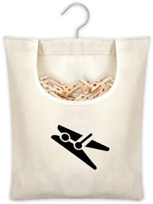 GIDWRIY Borsa per Mollette da Bucato, Cestino Porta Mollette Bucato da Esterno, Contenitore Mollette con Gancio, Sacchetto Portamollette Tessuto, Portamollette da Bucato da Appendere per Cucina