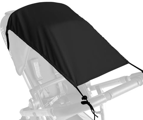 Bighan Universal Sonnensegel für Kinderwagen Sonnenschutz mit UV, Flexibles Verstellbarer Sonnenverdeck für Babywanne, Wasserdicht Markisen - Schwarz