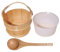 Sauna Wood Bucket - Bucket & Drawing Trowa Sauna Accessories Set | Accesorios de sauna de con inserto y mango de | Sauna Chick | Accesorios de bienestar de barril de madera portá