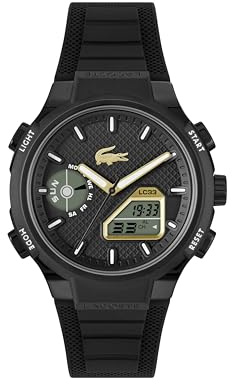 Lacoste Analoge-Digitale Multifunktions-Quarzuhr für Herren Kollektion LC33 mit Schwarzes Silikonarmband - 2011435