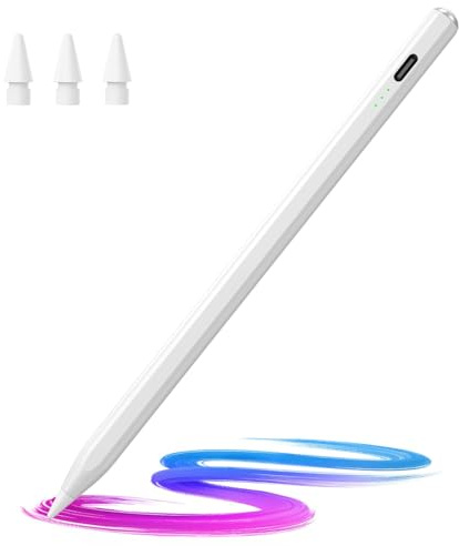 Stylus Pen for iPad(2018-2025)-2X Faster Charge Pixel Precision, Tilt Sensitive Stylus Pen Compatible Apple iPad 11/10/9/8/7/6th Gen, Pro 12.9/11/13 Inch M4, Air 3/4/5/M2/M3, Mini5/6, White