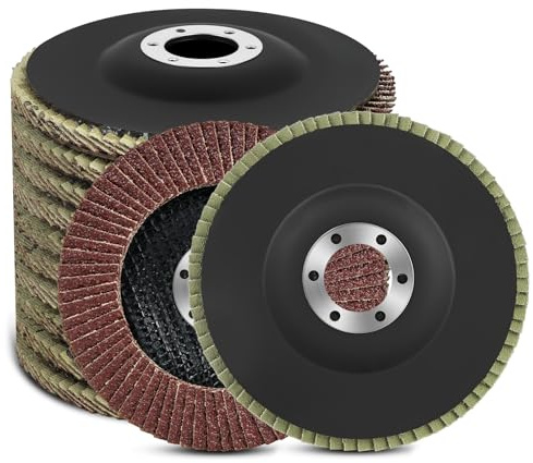 Flintronic Disque à Lamelles, Lot de10 Disque Lamelles 115MM Abrasif Meuleuse Grain, Disques à Lamelles de Qualité Professionnelle Grain 40, Disque de Ponçage à Compartiments pour Meuleuse