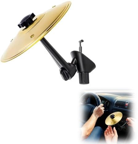 Tastetreasure Mini bacino decorativo per auto, clip di ventilazione, accessorio per strumenti musicali, divertente bacino a tamburo per cruscotto e interni (oro metallico)