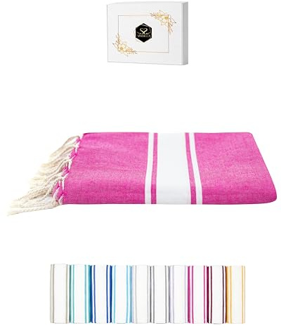 Sandrella Hamamtuch aus 100% recycelter Baumwolle Oeko-Tex tunesisches Strandtuch Sauna Damen & Herren 100x200cm schnelltrocknend I pink